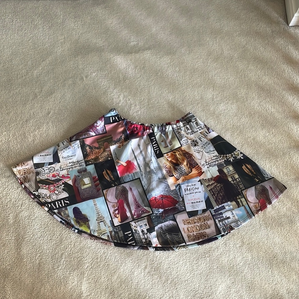 Newspaper Print Style neoprene Circle Skirt